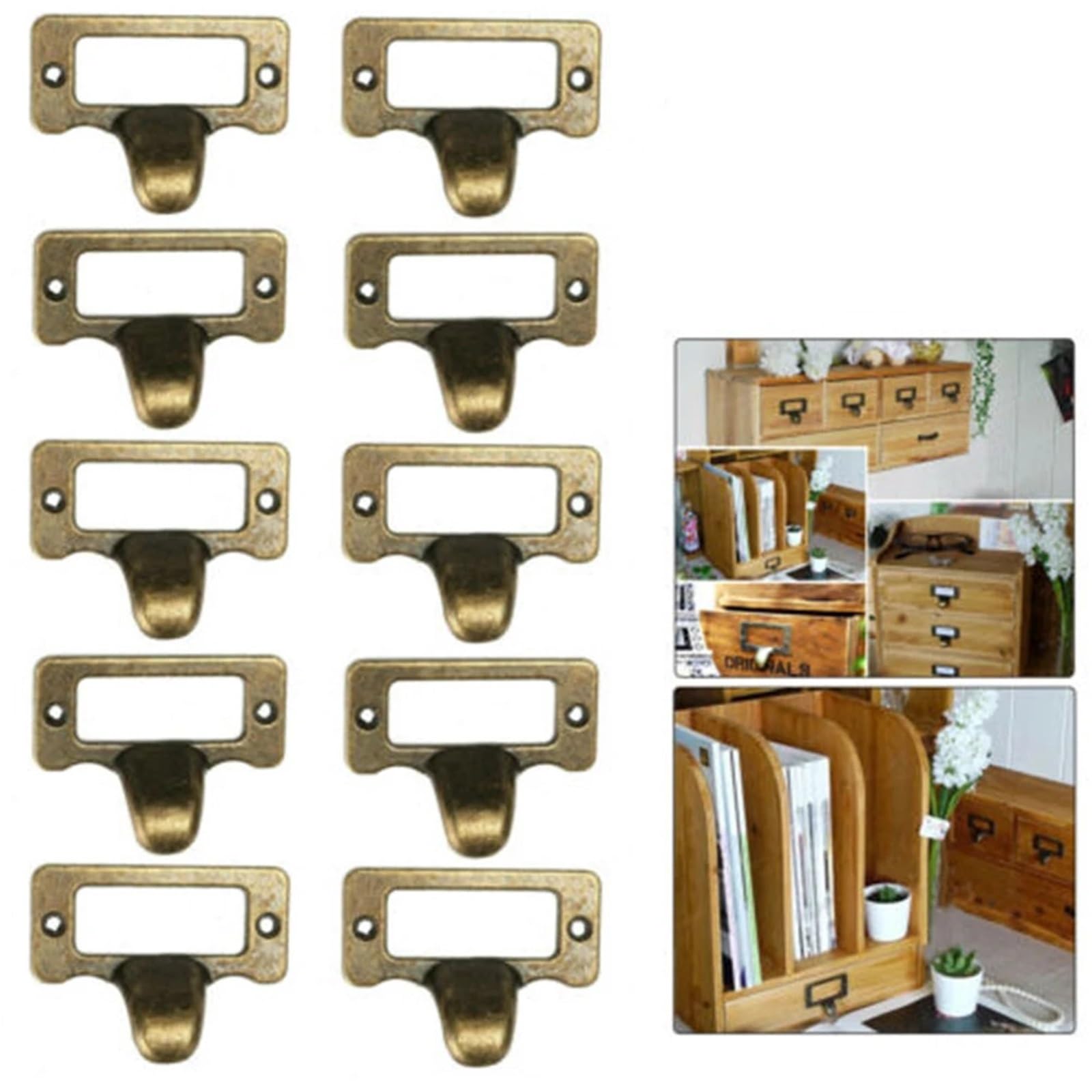 Porte-étiquettes pour cartes, Porte-étiquette 50 pièces en laiton Antique en alliage de Zinc 58x45mm armoire