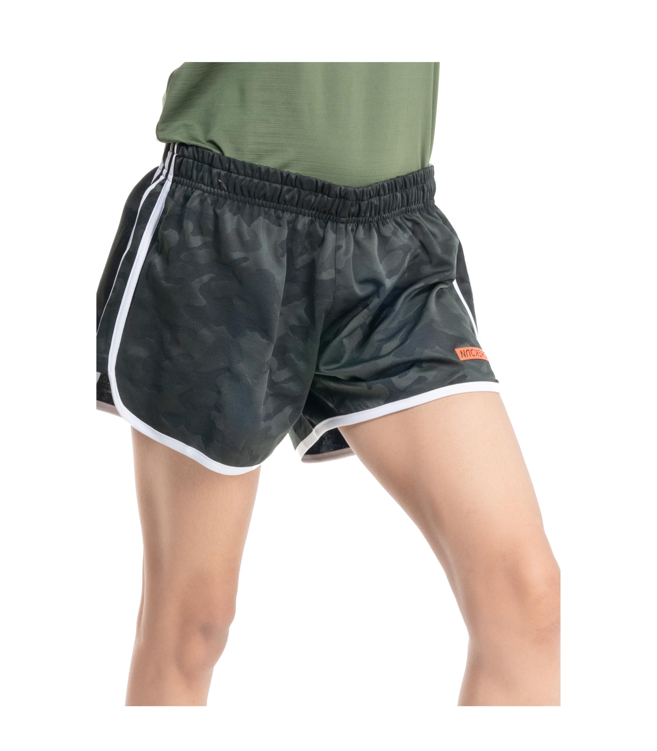 nackers Womens Olive Polyster Camou Jacquard Shorts Shorts 240 GSM-picture-22