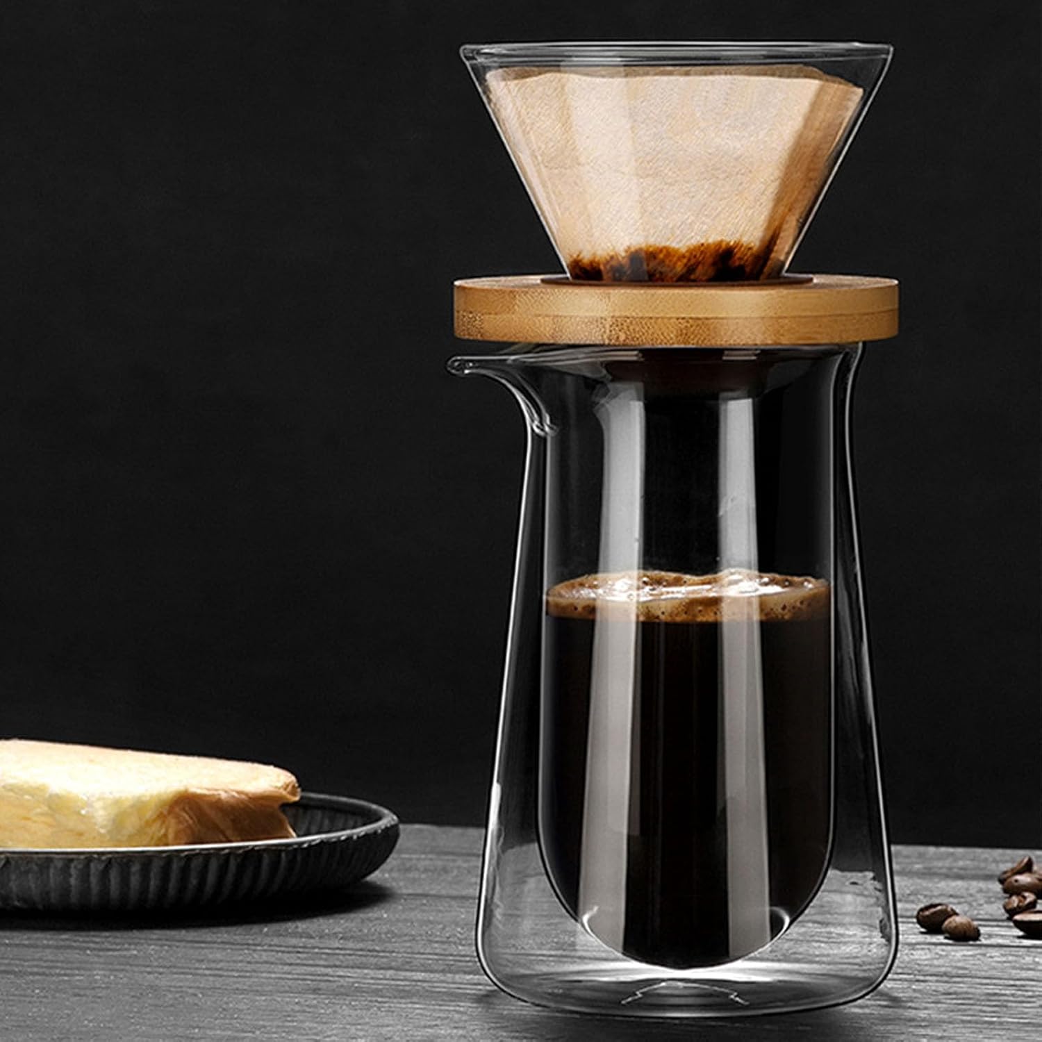 Wall Glass Coffee Maker Set Including Accurate Manual Dripper Filter and Carafe for Excellent Brewing Cold Coffee Maker with Filter