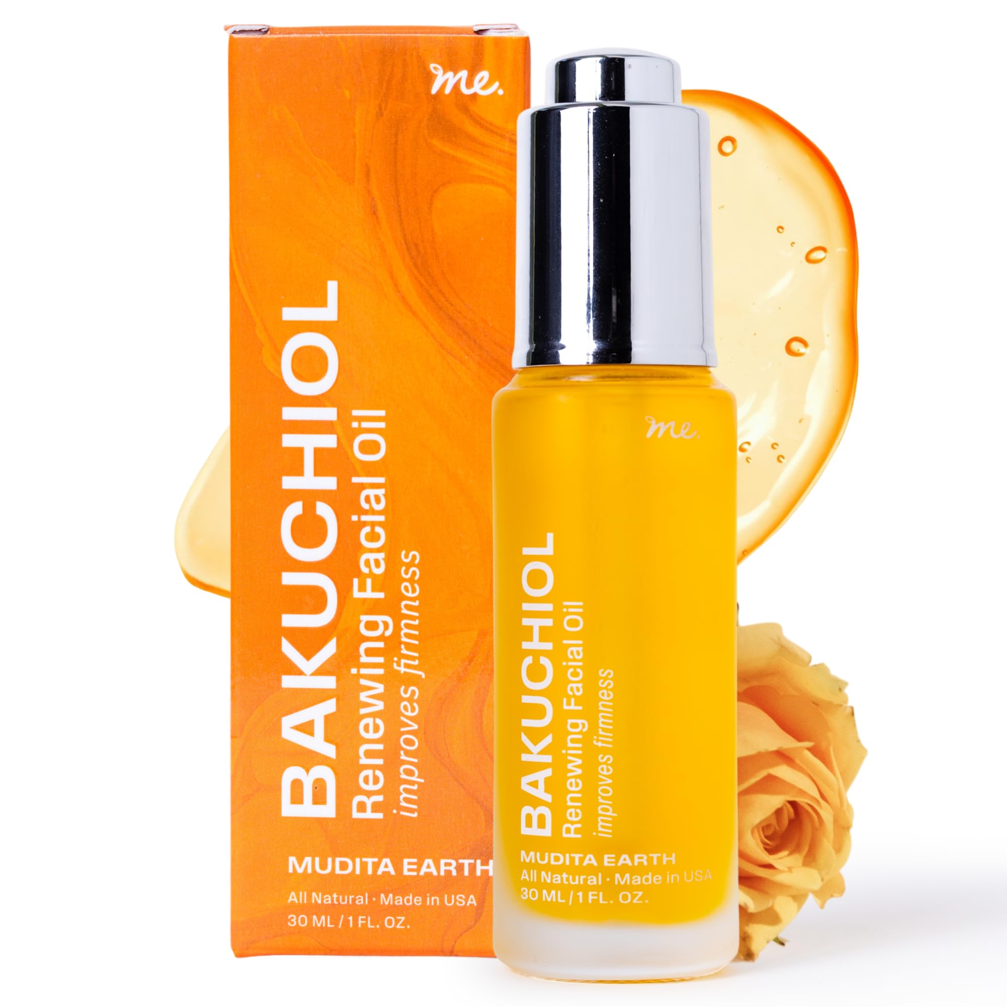 Mudita Earth Bakuchiol Face Oil – Retinol Alternative for Women | Chia Seed & Prickly Pear Serum for Gua Sha & Lymphatic Drainage | Plant-Based Oil