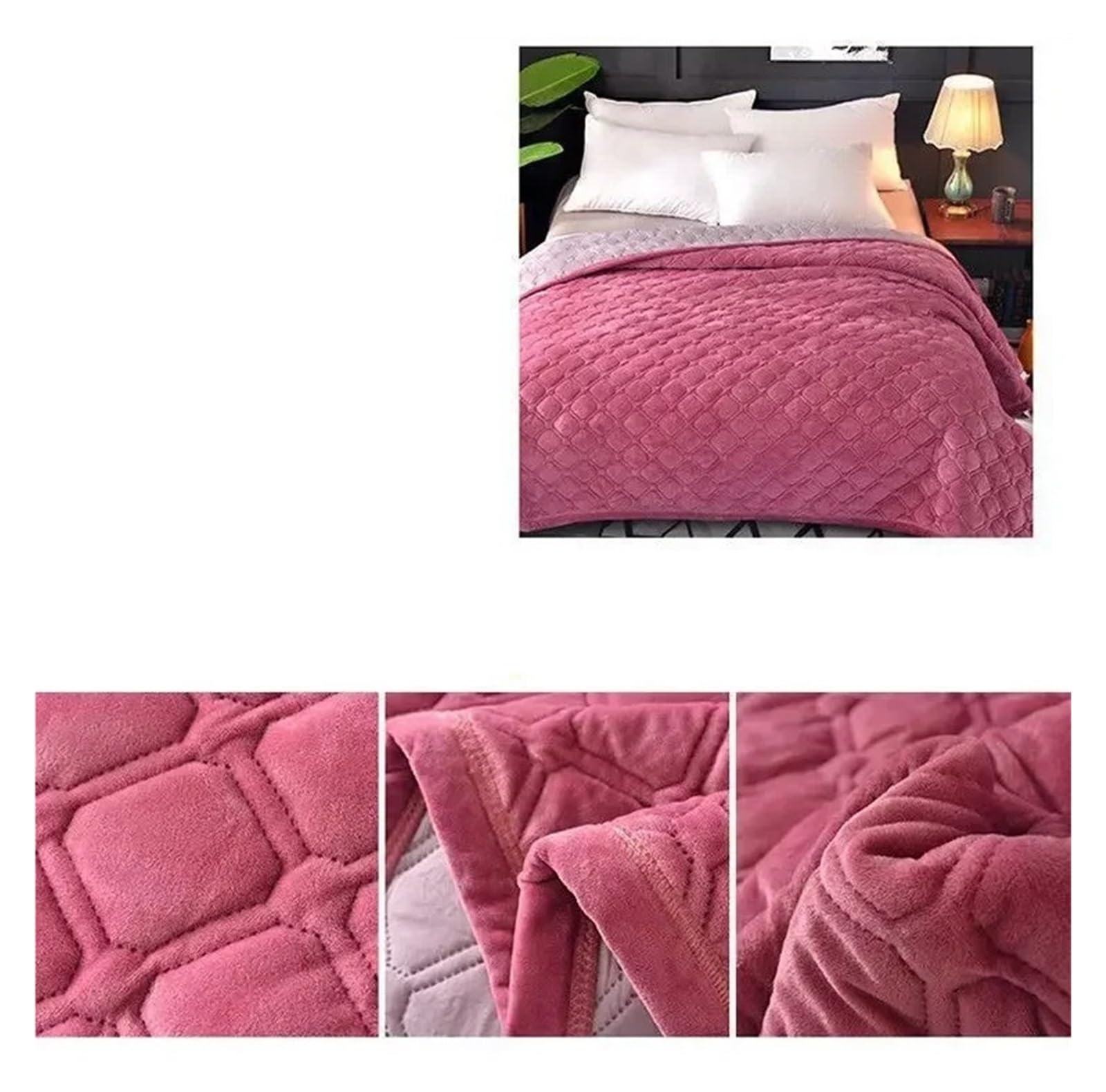 Colchas Acolchadas Colcha de Franela Suave, Ropa de Cama Acolchada geométrica, colchas for Invierno, sábana Plana cálida, cubrecama Ligera Colcha Cubrecama De Microfibra(Blue,1pc 150x200cm)