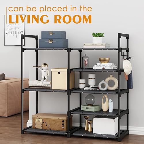 Miniatura 6 de Black Tubes Closet Shoe Rack, 5 Tier Oxford Fabric Shelf, Easy Assembly, Sturdy and Durable, Holds Up to 30 lbs