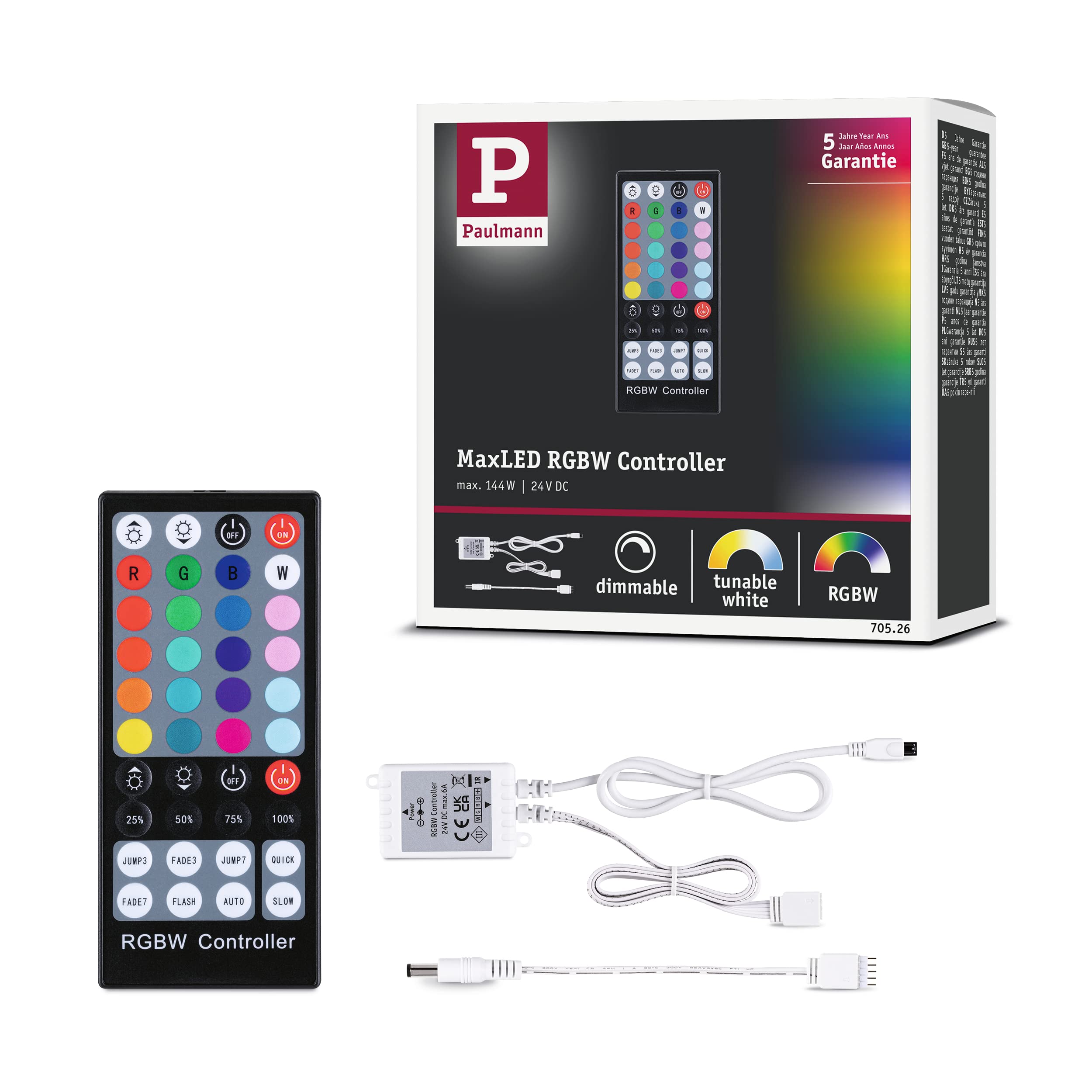 Paulmann 70526 MaxLED Controller RGBW mit IR-Remote, 24V DC, rechteckig