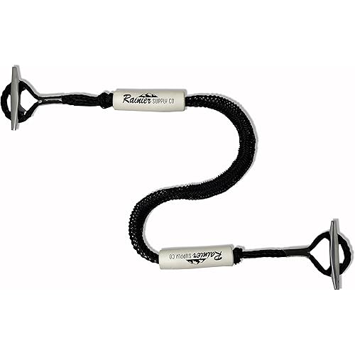 Rainier Supply Co. Boat Dock Lines & Rope- Twin Pack Bungee Dock Line for Boats - 4-5.5ft, 5-7ft or 6-9ft, Boat Bungee Dock Lines for Docking with Loop - Black