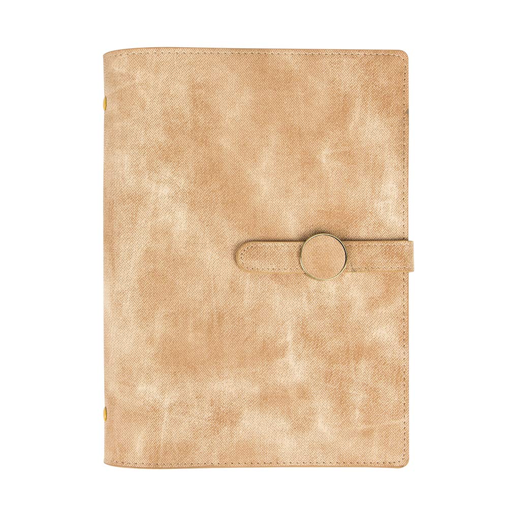 Grope Fashion A5 Planner Inserts 6 Ring Binder Premium PU Leather Cover Lined Journals to Write in for Women Loose Leaf Personal Planner Refillable with Card Slots, Magnetic Buckle (Beige)