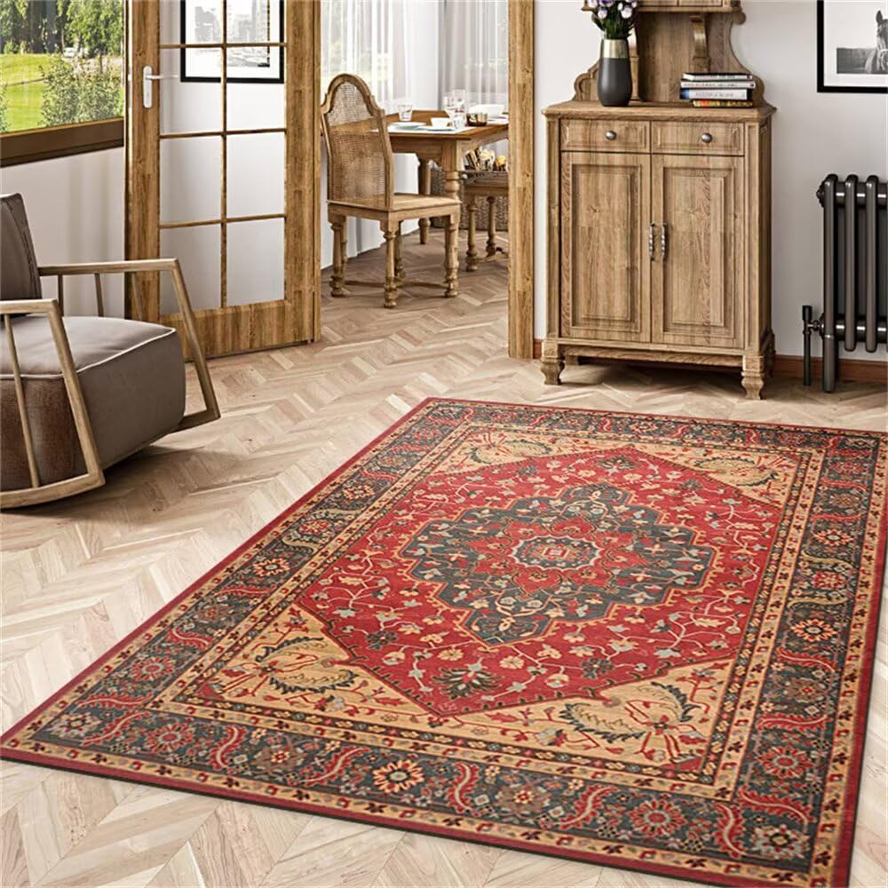 Tapis de litiere pour chat grande taille retro floral rouge