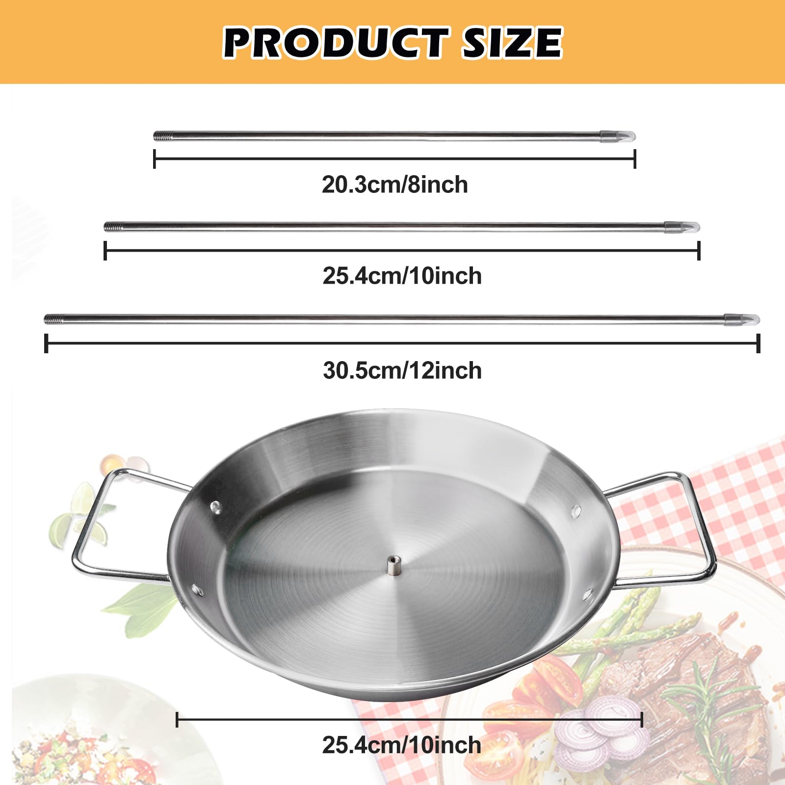 Brochette De Viande Verticale En Acier Inoxydable, Brochette Verticale En Acier Inoxydable, Brochettes Verticales Pour Barbecue Idéale Pour Pour Grill, Poulet Moyen, Steak, Kebab(8,10,12 Pouces)
