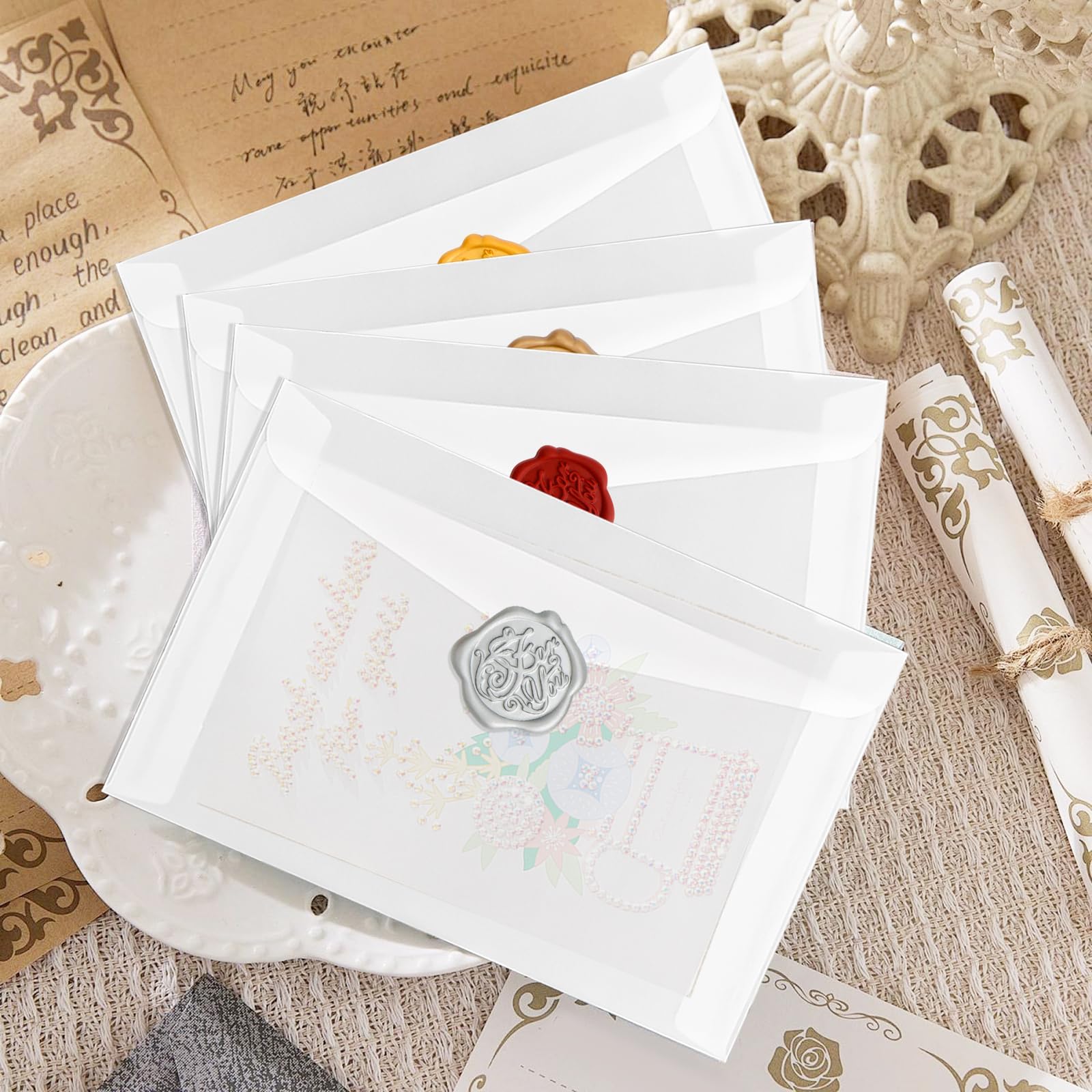 Confezione da 50 buste trasparenti, 125 × 185 mm, senza finestra, per matrimoni, biglietti di auguri, cartoline, inviti