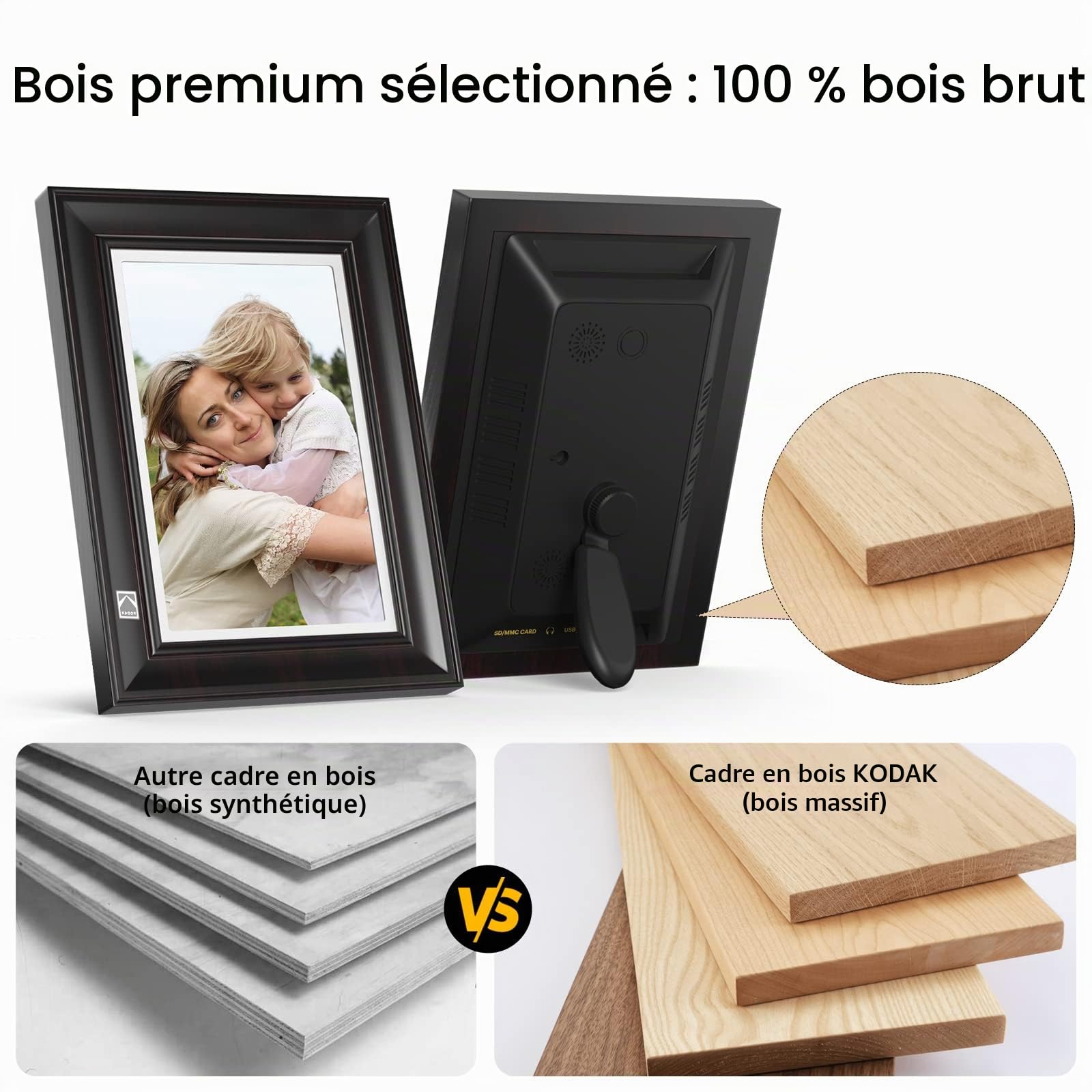 KODAK Cadre Photo Numérique WiFi 6, 10 Pouces FHD 1920 * 1200 Écran Tactile | Cadre Numérique Photo avec Mémoire de 64Go, Rotation Automatique, Cadre Photo Électronique Partage d'images et Vidéos via App