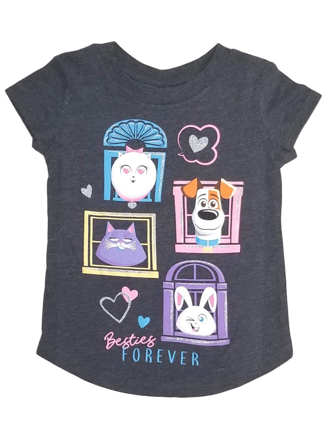 Secret Life of Pets Toddler Girls Gray Besties Forever T-Shirt Tee Shirt