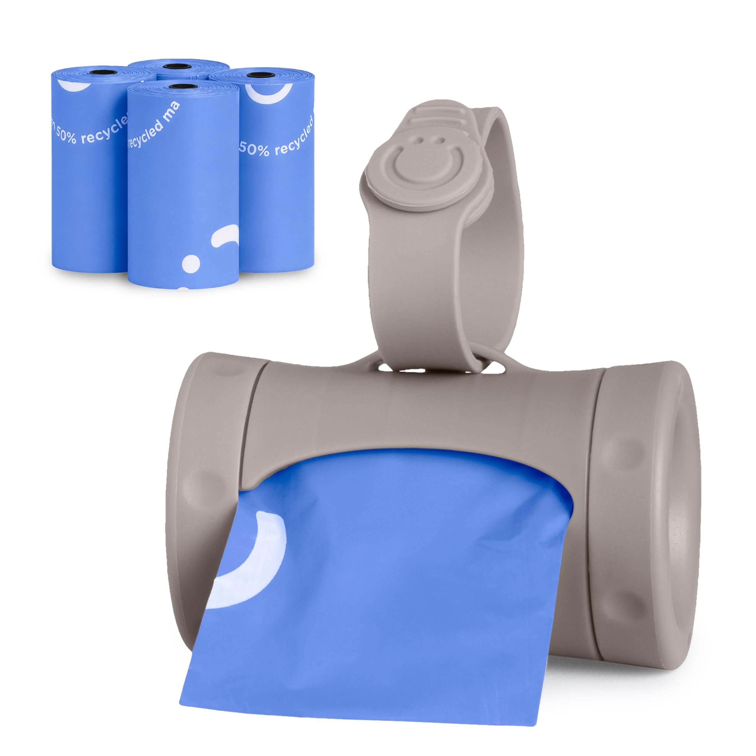 Ubbi Retractable Bag Dispenser for Diaper Bag Value Set, Portable Bag Holder for Travel, Newborn Baby Essentials, Diaper Bag Must Have, Includes 60 Lavender Scented Bags, Taupe