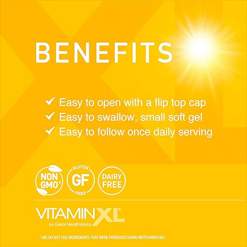 Miniatura 5 de OmegaXL VitaminXL D3 Vitamina D diaria de alta potencia 5000 UI 125mcg Suplemento de apoyo inmunológico - Promueve la función muscular saludable y
