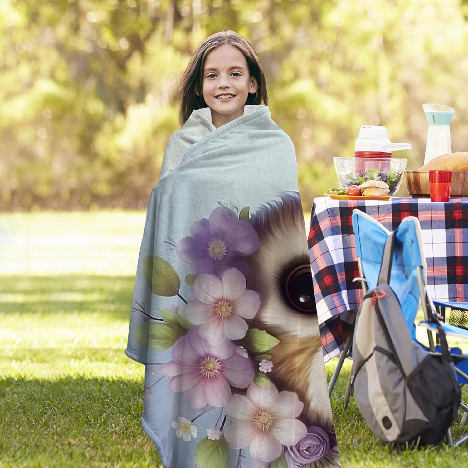 SARA NELL Cute Owl Floral Flower Flannel Throw Blanket, Soft Plush Kids Funny Animal Print Birthday Ideas, Magic Pink Purple, 40 in x 50 in