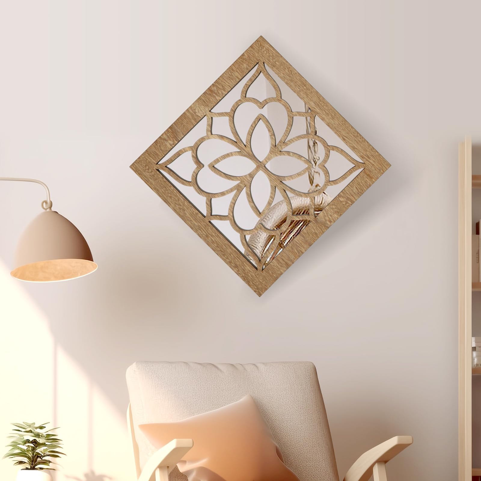 Tatuo Quadratische Wandspiegel Im Bauernhaus-Stil – 4 Stück, Je 30,5 X 30,5 Cm, Reinweiß, Rustikal, Für Badezimmer & Wohnzimmer