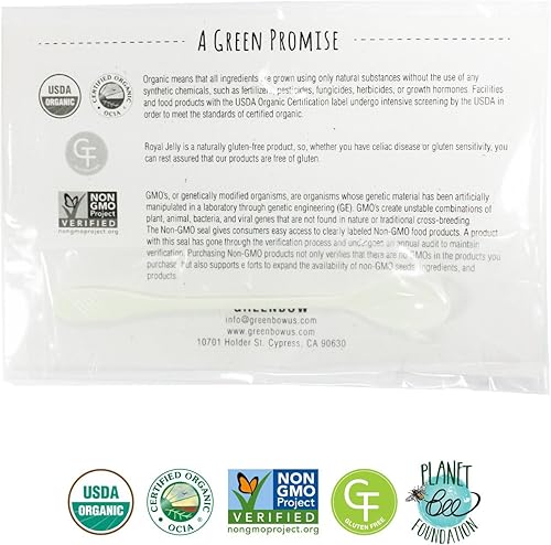 Miniatura 7 de GREENBOW Jalea real fresca orgánica, 100 % certificada por USDA, pura, sin gluten, sin OMG, una de las más nutricionales, jalea real, (7.97 oz)