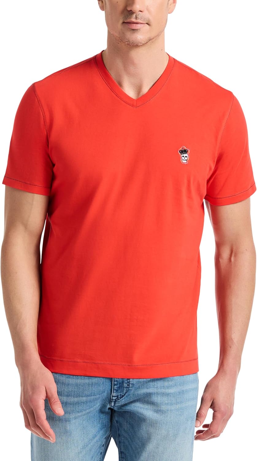 Robert Graham Men's Damien Short-Sleeve, V-Neck Top with Colorful Seams, Comfortable Fit & Richly Detailed for Wear