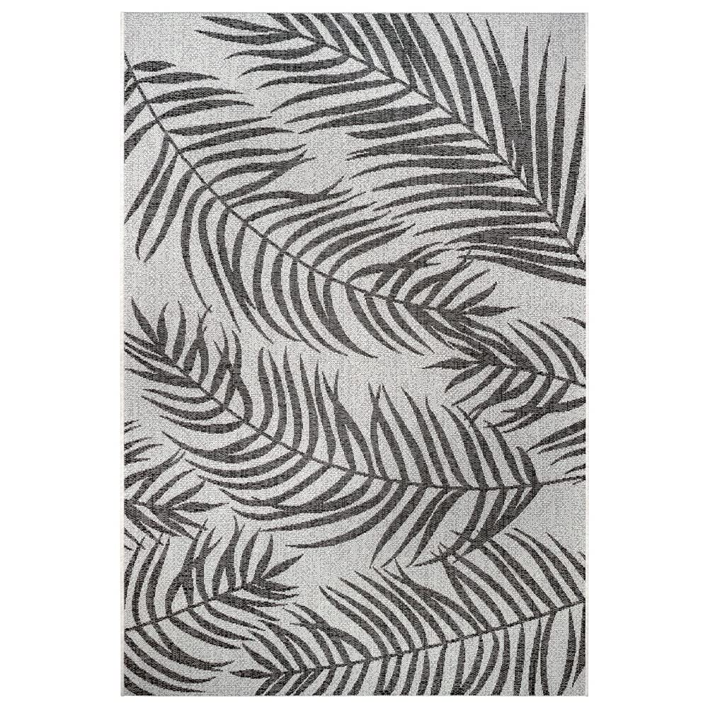 NORTHRUGS Palmera Tapis d'extérieur (70 x 300 cm, Motif Floral, 100% polypropylène, résistant et Facile d'entretien, résistant aux Rayons UV, Salon, Balcon, terrasse, Jardin) Noir/crème, 70 x 300 cm