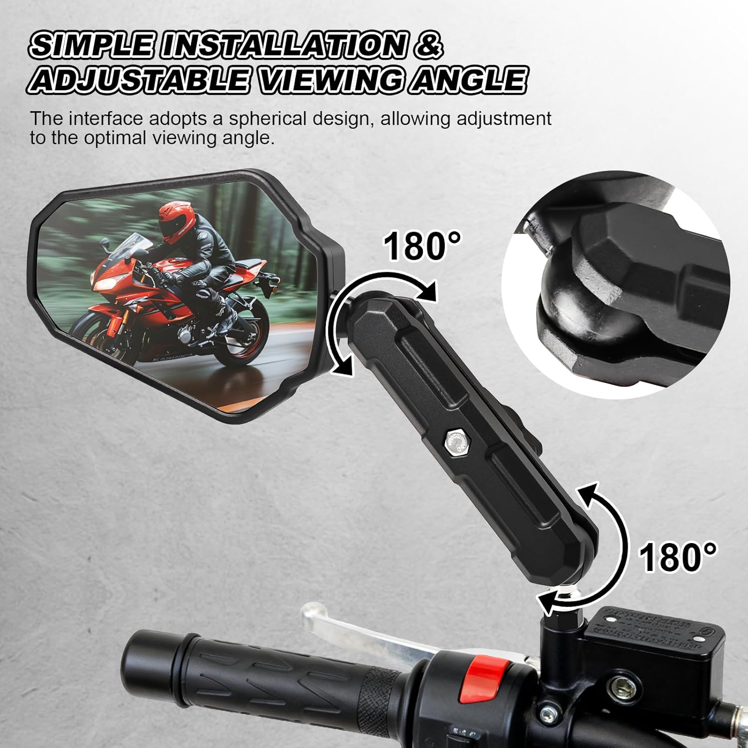 Nifeida Adventure Motorcycle Mirrors, 8/10MM Screw Easy to Install Universal Rearview Mirrors Foldable 180 Degrees Compatible with Scooter ATV Dirt Bike and More