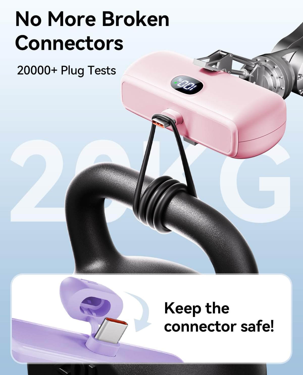 [2 Pack Mini Portable Charger USB C, 5000mAh Cell Phone Portable Power Bank, 22.5W Max Fast Charging Battery Pack for iPhone17/16/15/Android etc, Travel Essential, LCD Display, Pink&Purple - Image 5