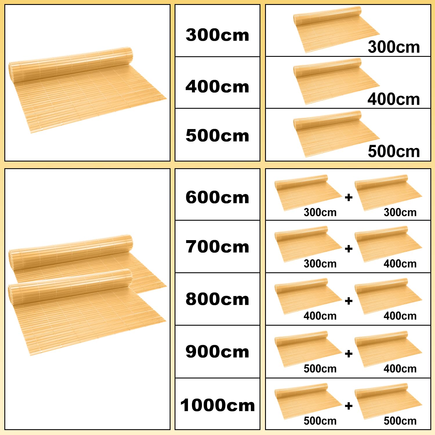 Canisse en PVC, Brise Vue en PVC 160 x 500 cm, Clôture de Jardin avec Serre-câbles, Brise-Vue pour Jardin, Balcon, terrasse, clôture, Renforcement intérieur en 4 Poids, Bambou