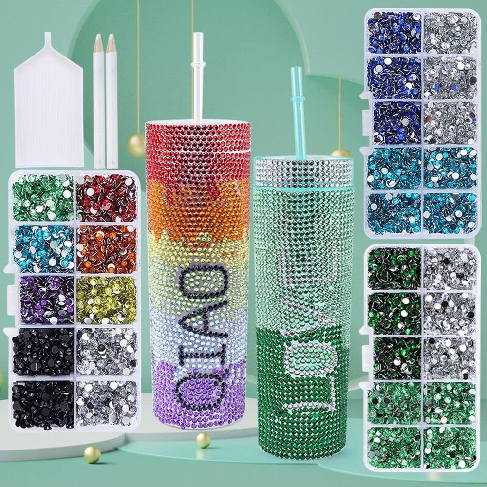 Resin Rhinestones Cup Gradient Color Non Hotfix Glitter Flatback Crystal Plastic Reusable Tumbler Art Decorations