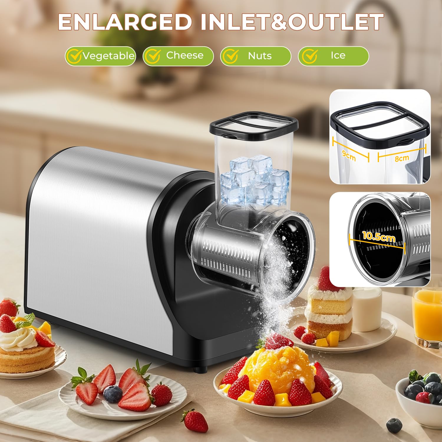 Picadora de carne eléctrica multifuncional de 3200 W, molinillo de carne comercial resistente, trituradora de verduras, cortador de hielo con 2 cuchillas, 3 placas de molienda, 3 tubos de 4