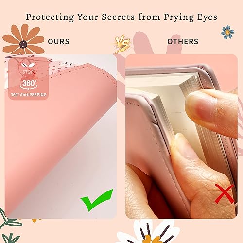 Miniatura 10 de CAGIE Diario con cerradura para mujer, diario de privacidad envolvente completo para niñas, 120 GMS, 224 páginas, cuaderno forrado grueso con