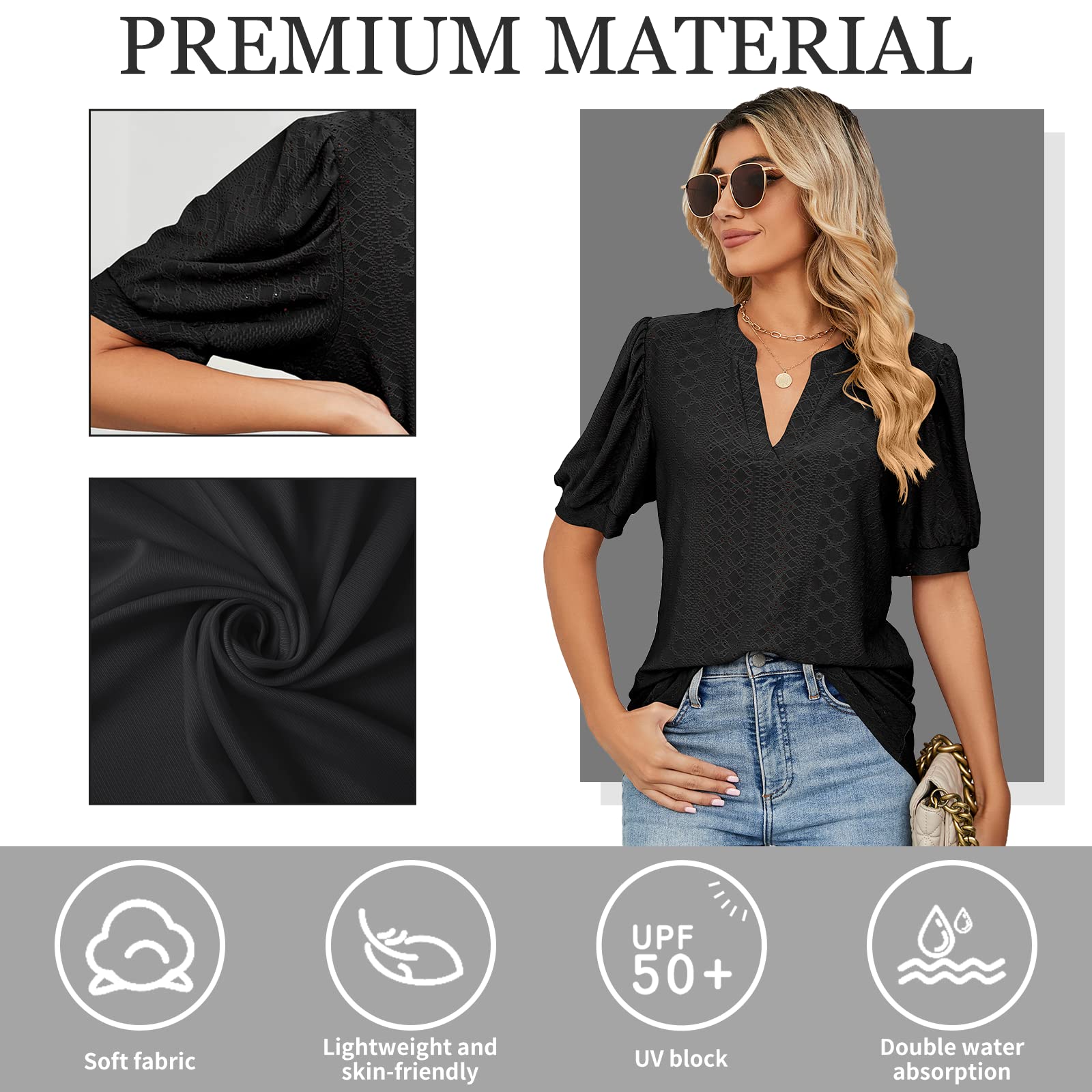 T Shirt Donna Estive con Scollo a V e Balze Manica Corta Magliette Donna Elegante Rilassato Bluse e Camicie da Donna