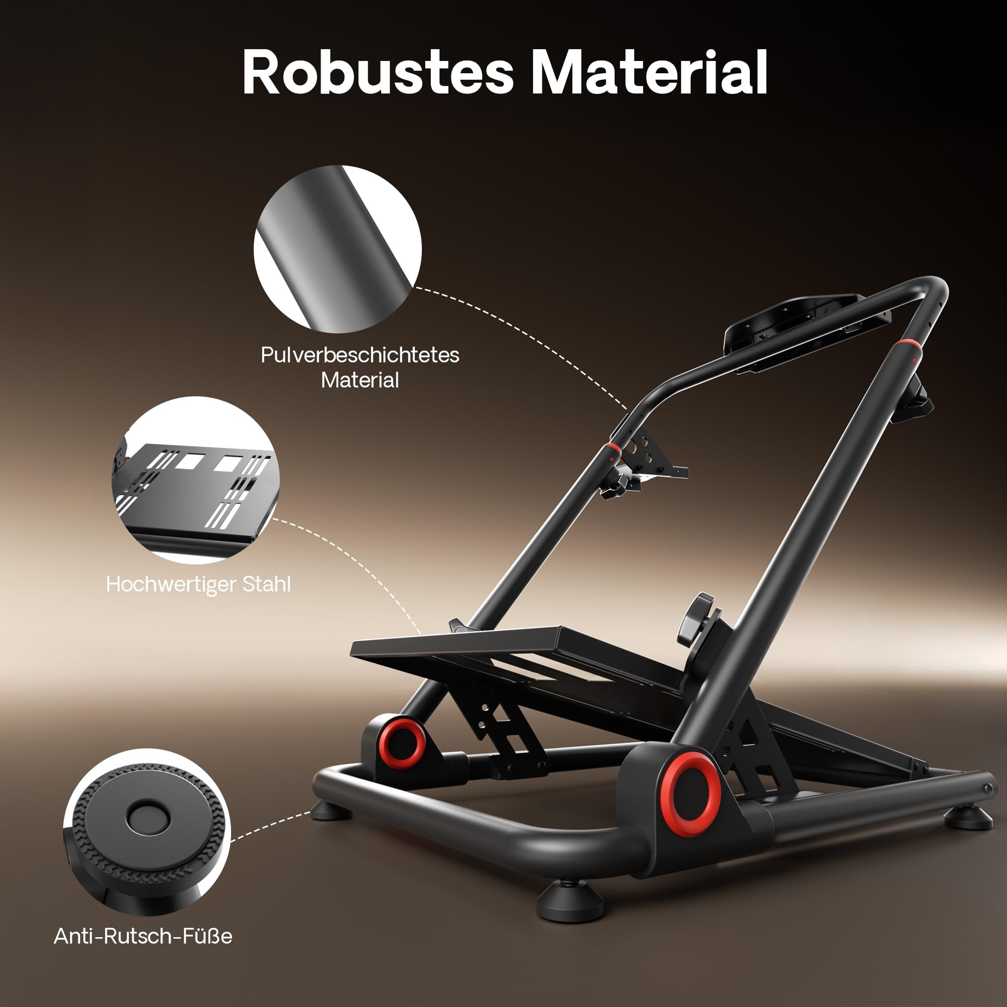 Wiltec Lenkradständer klappbar 68 x 82 x 83 cm, Lenkrad Halterung für Sim Racing, Lenkrad Ständer mit Befestigungspunkte für Lenkrad, Schalthebel und Pedale