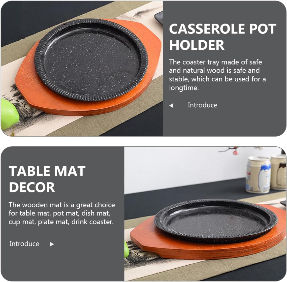 Wooden Coaster Kitchen Worktop Protector Heat Resistant Tray Brown