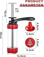Vista 7 de Juego de prensa para galletas, máquina para hacer churros con 12 moldes y 10 puntas para decorar pasteles, prensa para galletas y churros, rojo