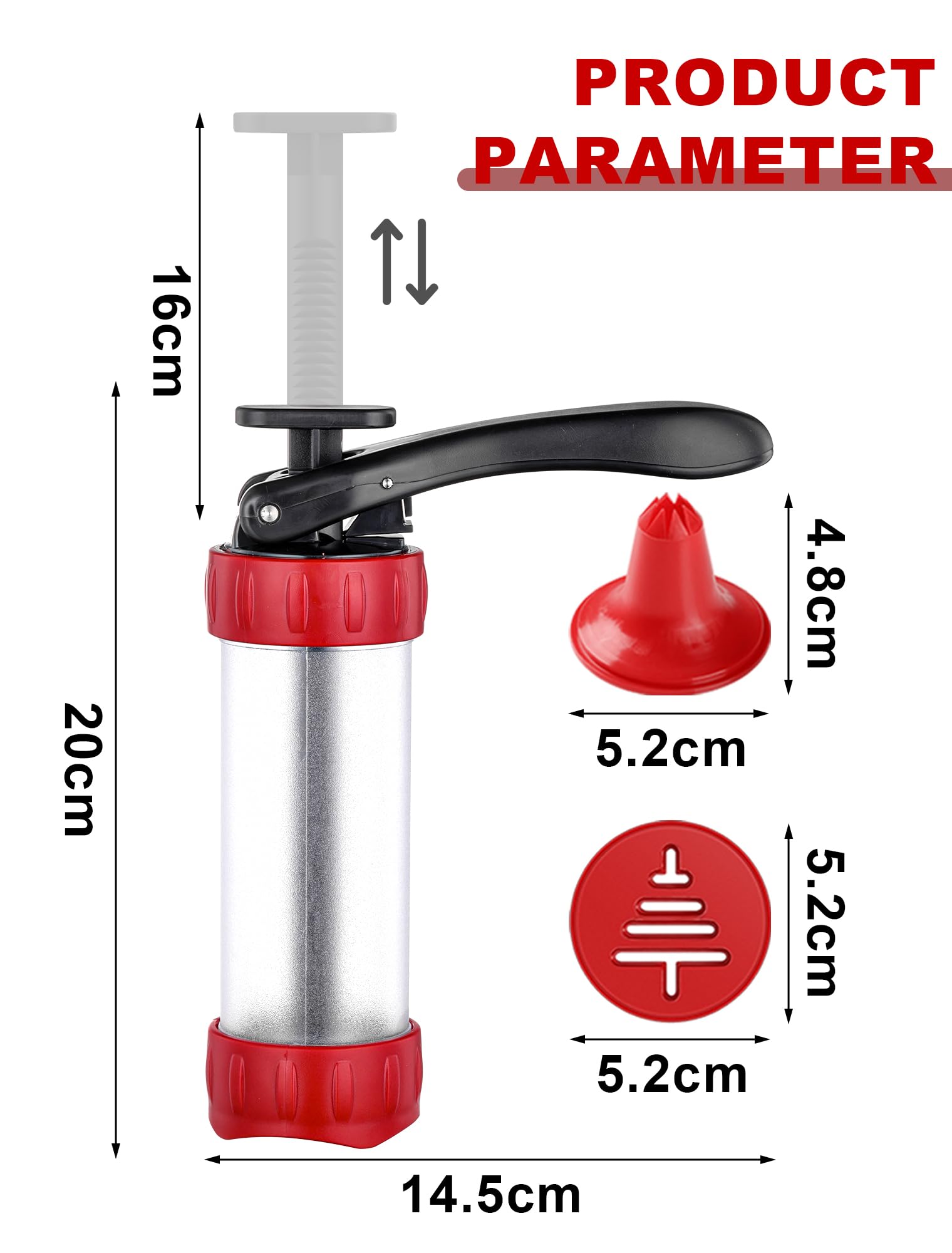 GDL Sparabiscotti con 12 Stencil e 10 Beccucci, Siringa Decoratore per Dolci, Siringa Stampi per Biscotti Fatti in Casa, DIY Biscotti, Biscotti per Frolla Churros, Indispensabile per Le Feste, Rosso