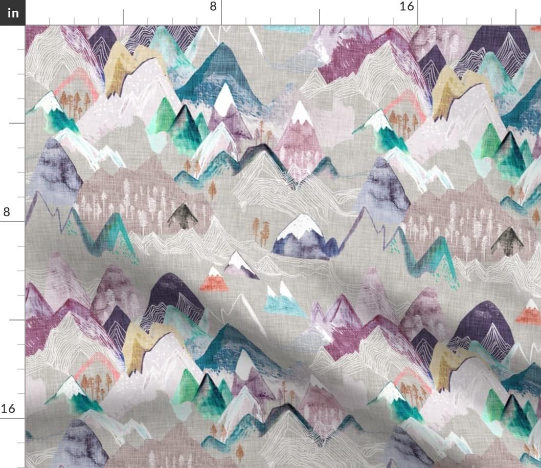 Spoonflower Fabric - Call Mountains Rainbow Pink Purple Happy Girl Snow Colorful Mountain Printed on Petal Signature Cotton Fabric by The Yard - Sewing Quilting Apparel Crafts Decor