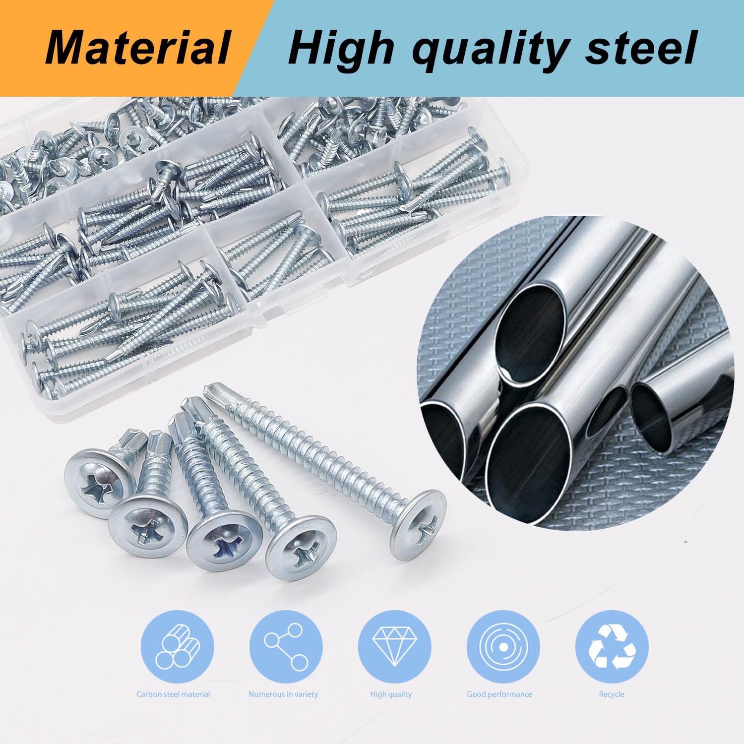 145-Piece #8 Self-Tapping Screw Assortment Kit - Galvanized Truss Head For Metal, Wood, Plastic - View #9