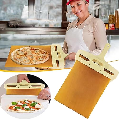 Miniatura 3 de OINRG Pala Pizza Scorrevole deslizante de grado de restaurante de 12 pulgadas, antiadherente con asa, espátula de pizza para lavavajillas para