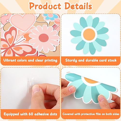 Miniatura 3 de ZOiiWA Groovy - Juego de decoración de tablón de anuncios retro, diseño hippie y bohemio, listo para un año de genialidad, kit de tablón de anuncios