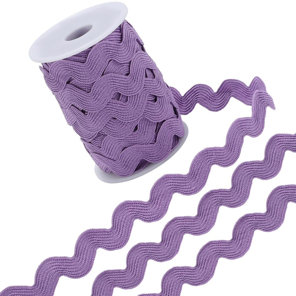GORGECRAFT 12.5 Yards Rick Rack Trim for Sewing 13mm Polyester Rac Ric Ribbon Zig Zag Wave Bending Fringe Trim Rickrack Purple S Shaped Lace Ribbon Woven Braided Fabric with Spool for DIY Crafts