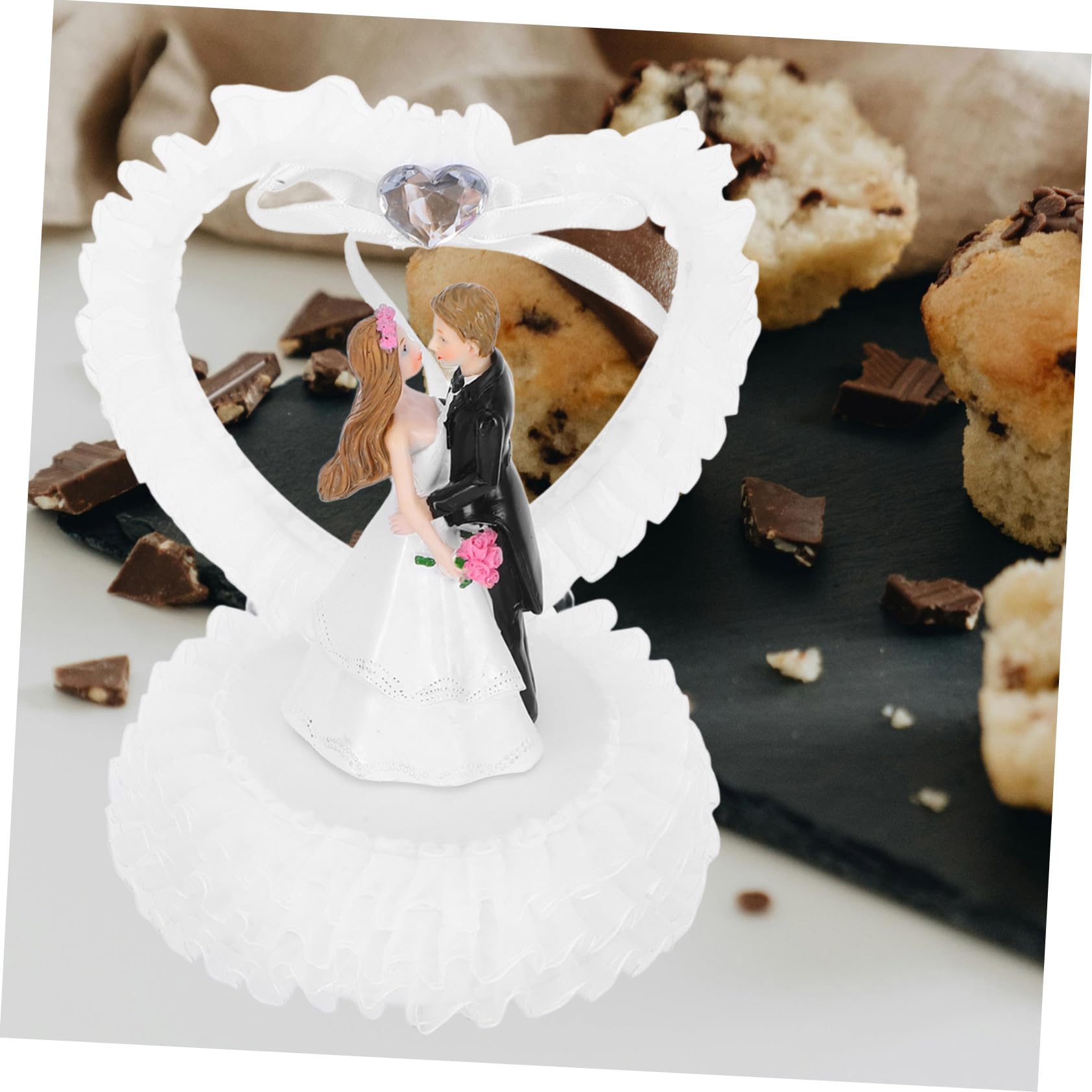 PRETYZOOM 3 Stück Hochzeitsdekorationen Romantische Liebesstatue Hochzeitstorte Ornament Braut Und Bräutigam Figuren Paar Dekoration Herz Kuchenaufsatz Braut Und Bräutigam