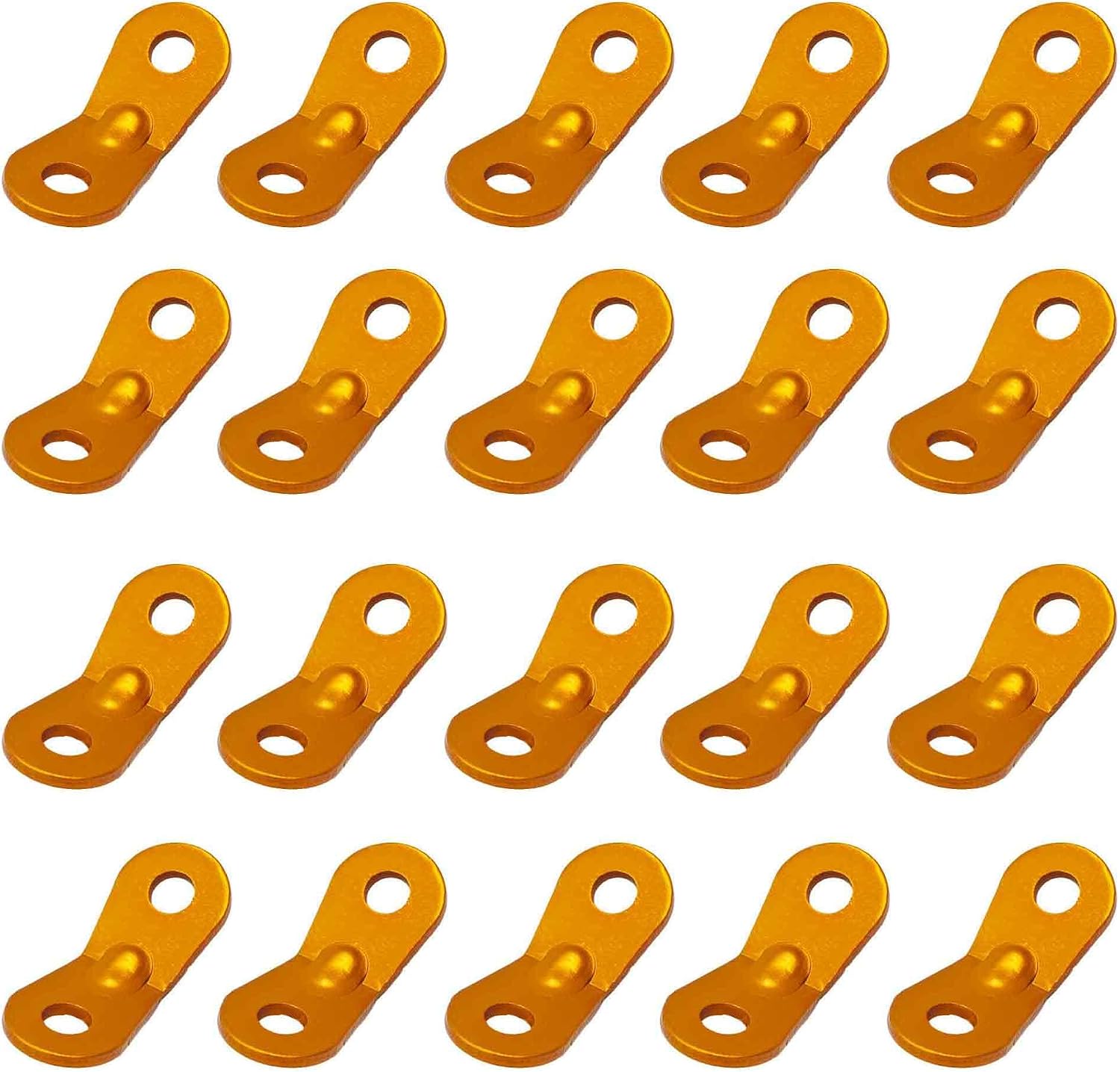 20PCS Aluminum Alloy Tent Rope Tensioner, Portable Guyline Cord Adjuster with Dual Holes for Camping Hiking Backpacking Outdoor Tent Accessories (Golden)