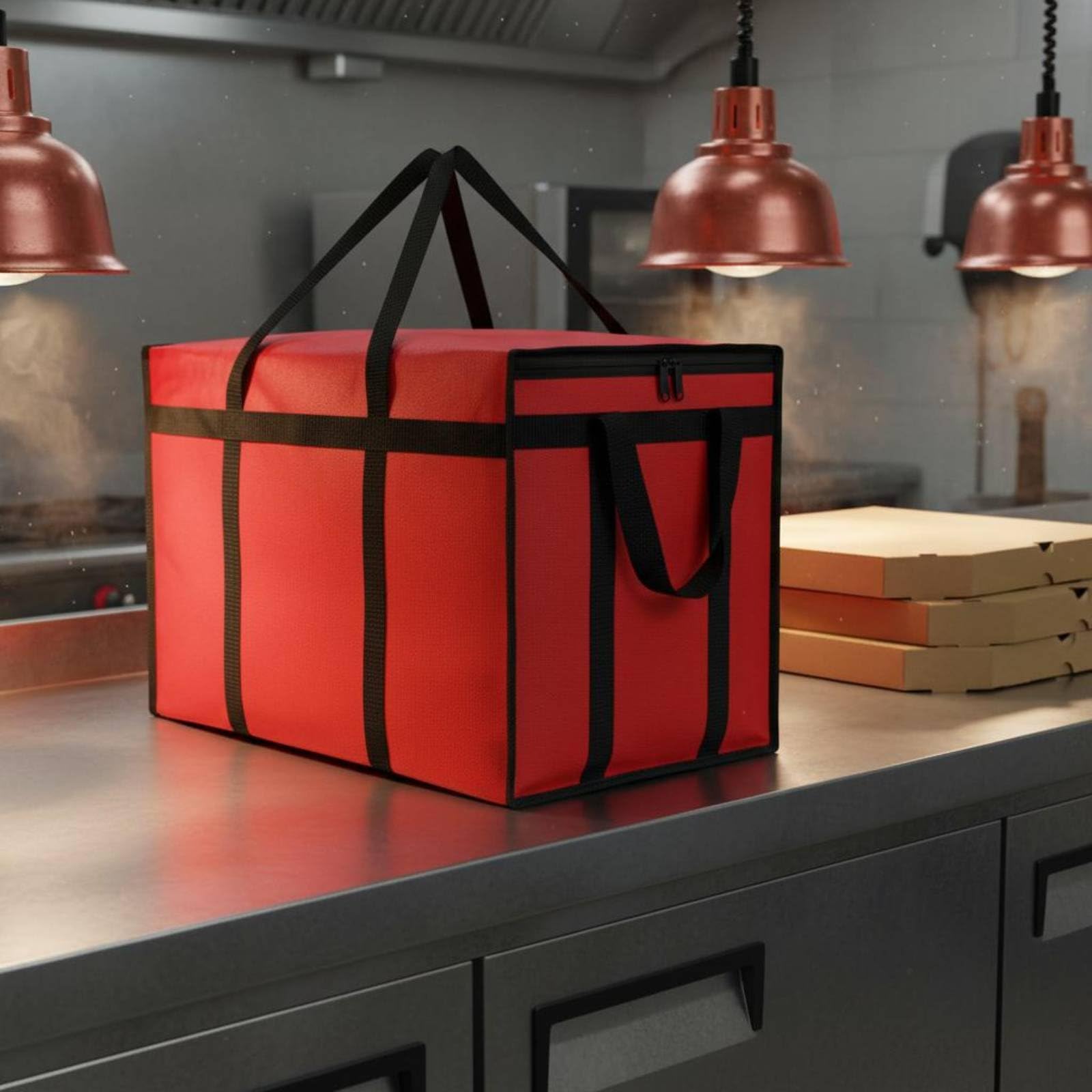 Qianly Bolso Térmico de Entrega Bolsa Isotérmica Bolso Refrigerado Contenedor de Comida Bolsa de Transporte con Exterior Antihumedad y Materiales Gruesos, Gris