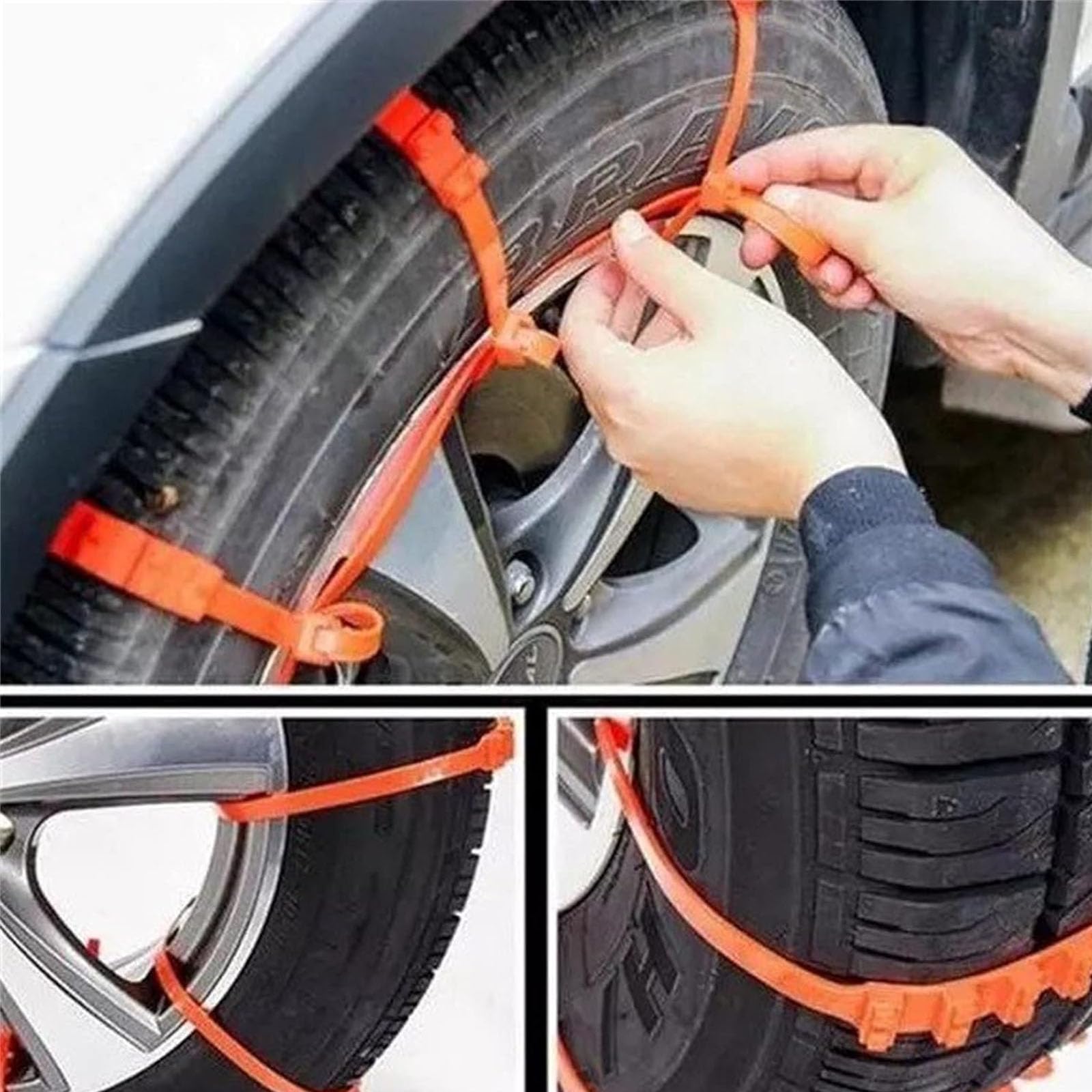 Universelle wiederverwendbare rutschfeste Nylon-Reifenketten, rutschfeste Kabelbinder, universell einstellbare Notfall-Schneereifenkette, für PKWs, SUVs, Pickups, Schnee, Eis und Schlamm (20pcs)