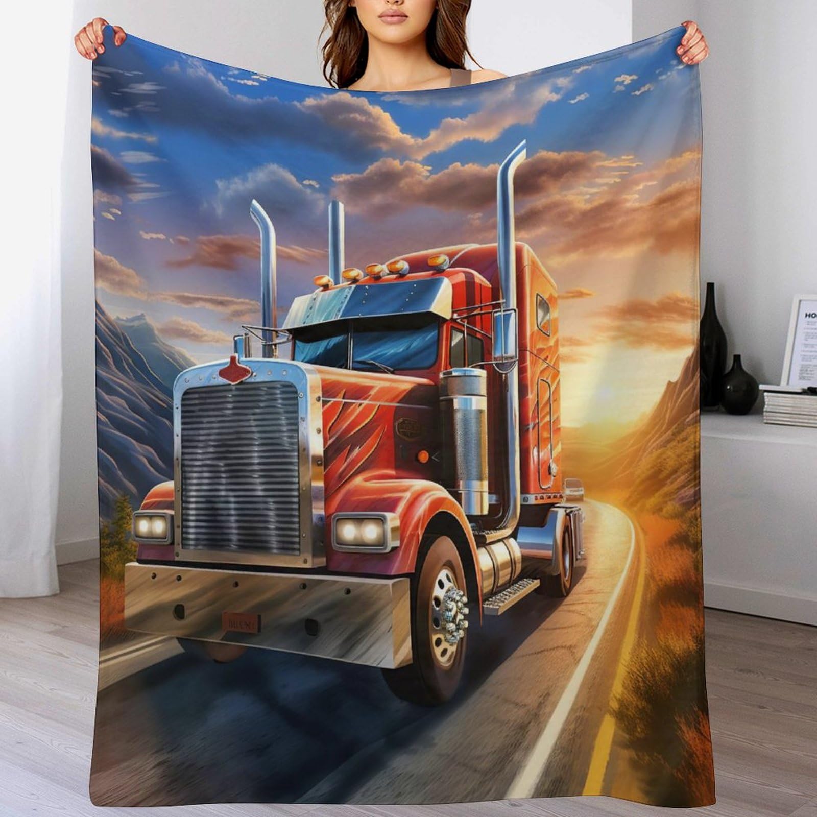 Couverture camion flannel chaude lavable en machine pour lit enfant
