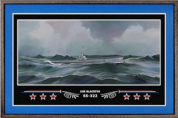USS Blackfin SS-322 Box Framed Canvas Art - Blue
