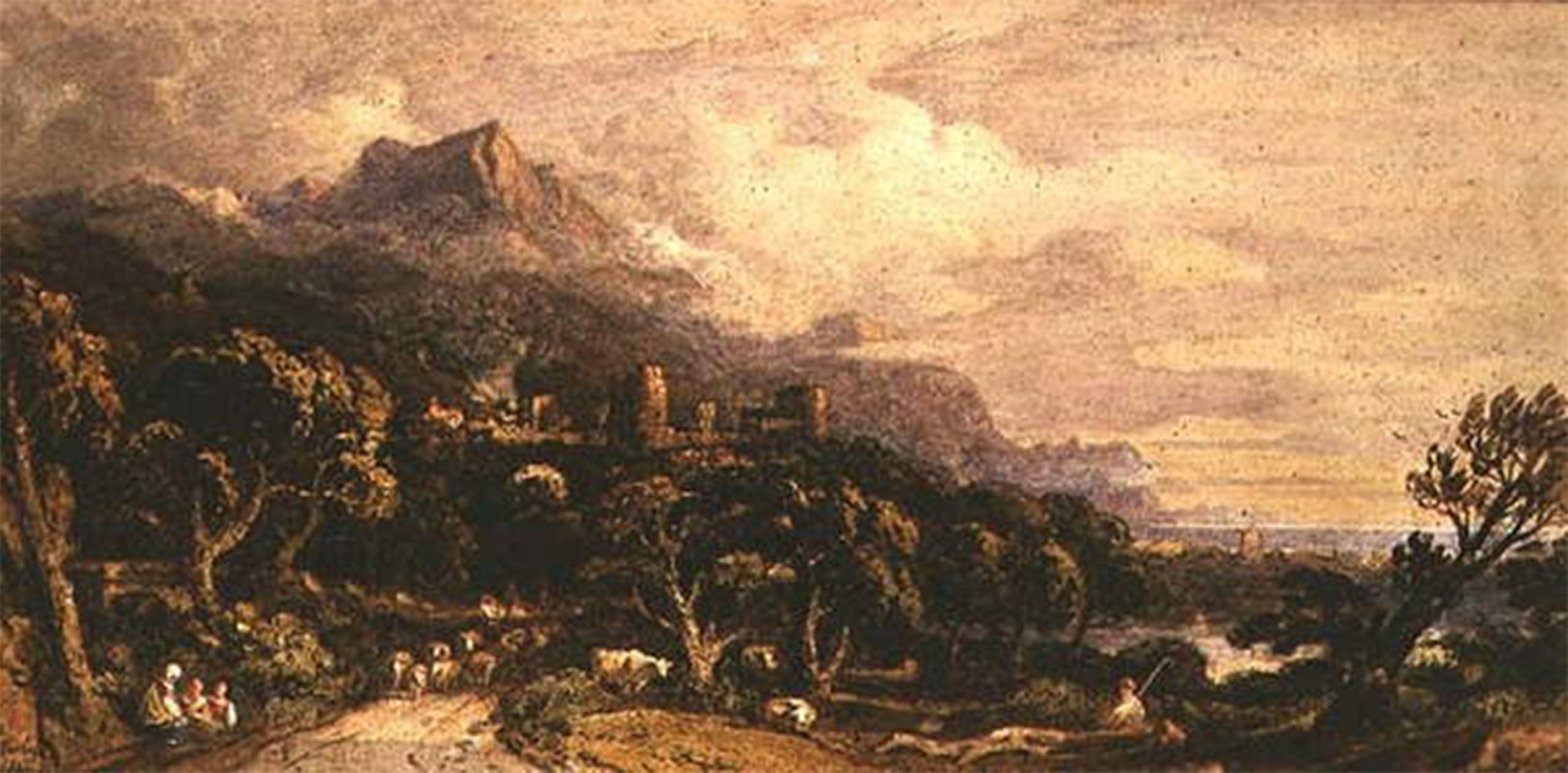 POSTERIIk Famous Modern Artwork Art Mural Landscape with Castle and Mountain by Varley Oil Paintings Pictures for Home Decor 60x90cm