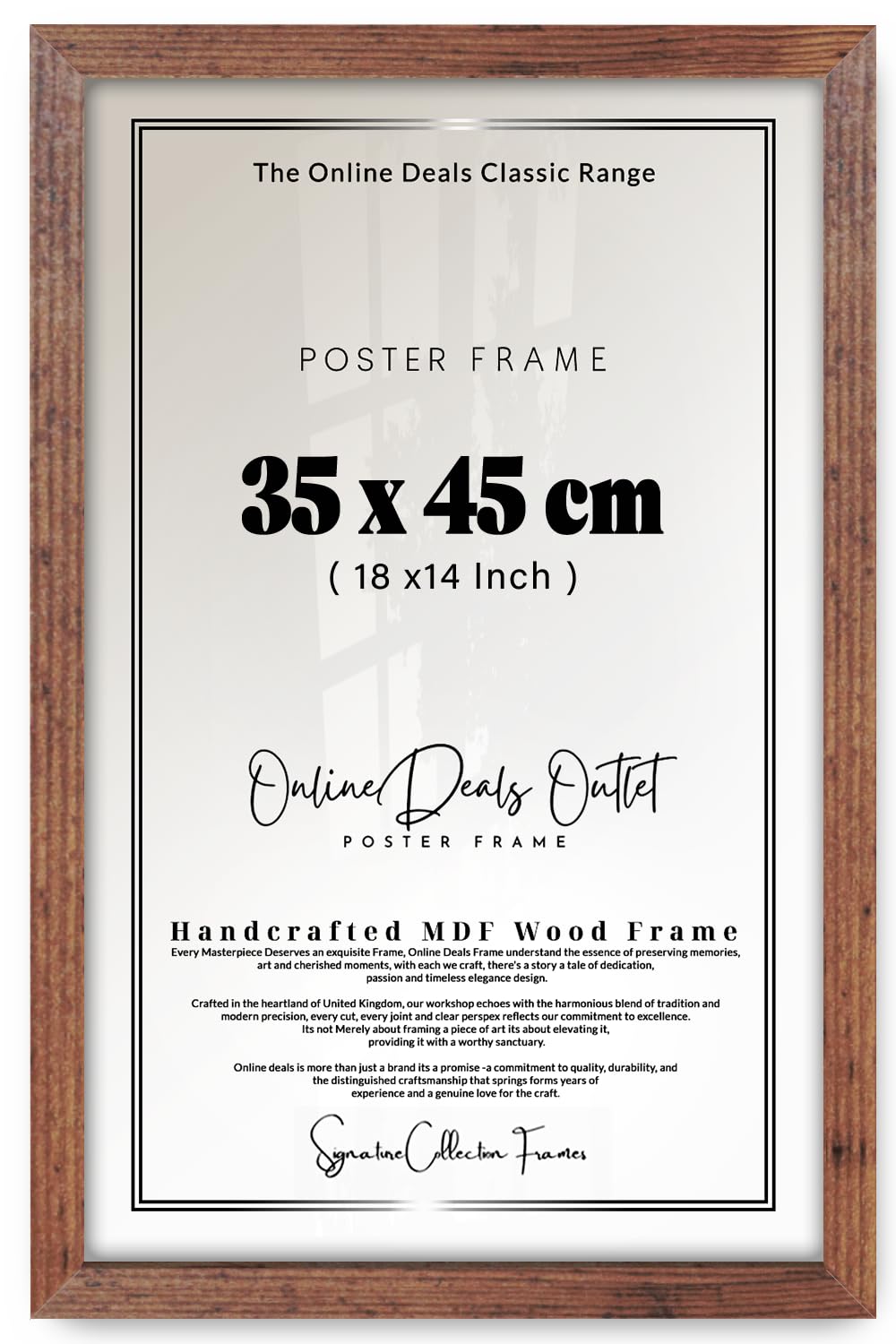 Online Deals | MDF Poster Frame (35 x 45 CM) 35 for Photography, Abstract Prints & Event Posters, Stylish MDF Finish, Secure Hanging Hooks for Display [ Rustic ]