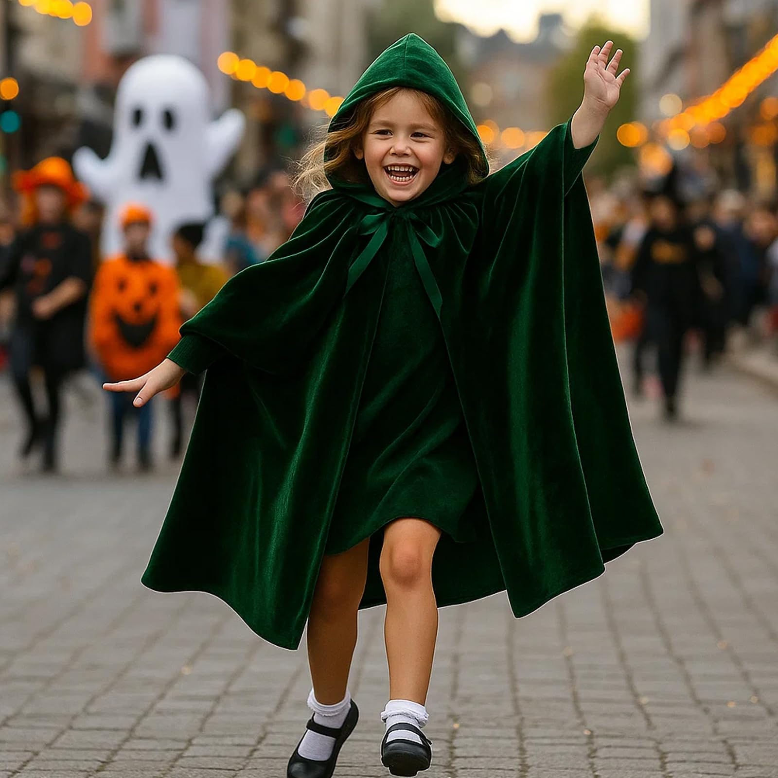 WNXBFO Green Cloak, Unisex Adult Cape for Halloween and Christmas, Medieval Costume Accessory for Role-Playing and Themed Parties, 150 cm/ 59 inch Long - Image 4