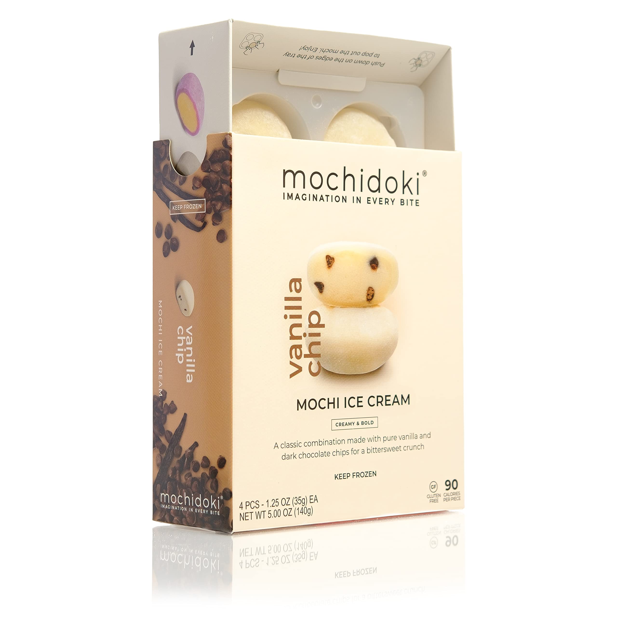 Amazon.com: Mochidoki Mochi Ice Cream, Vanilla Chip, 4pcs, 5oz