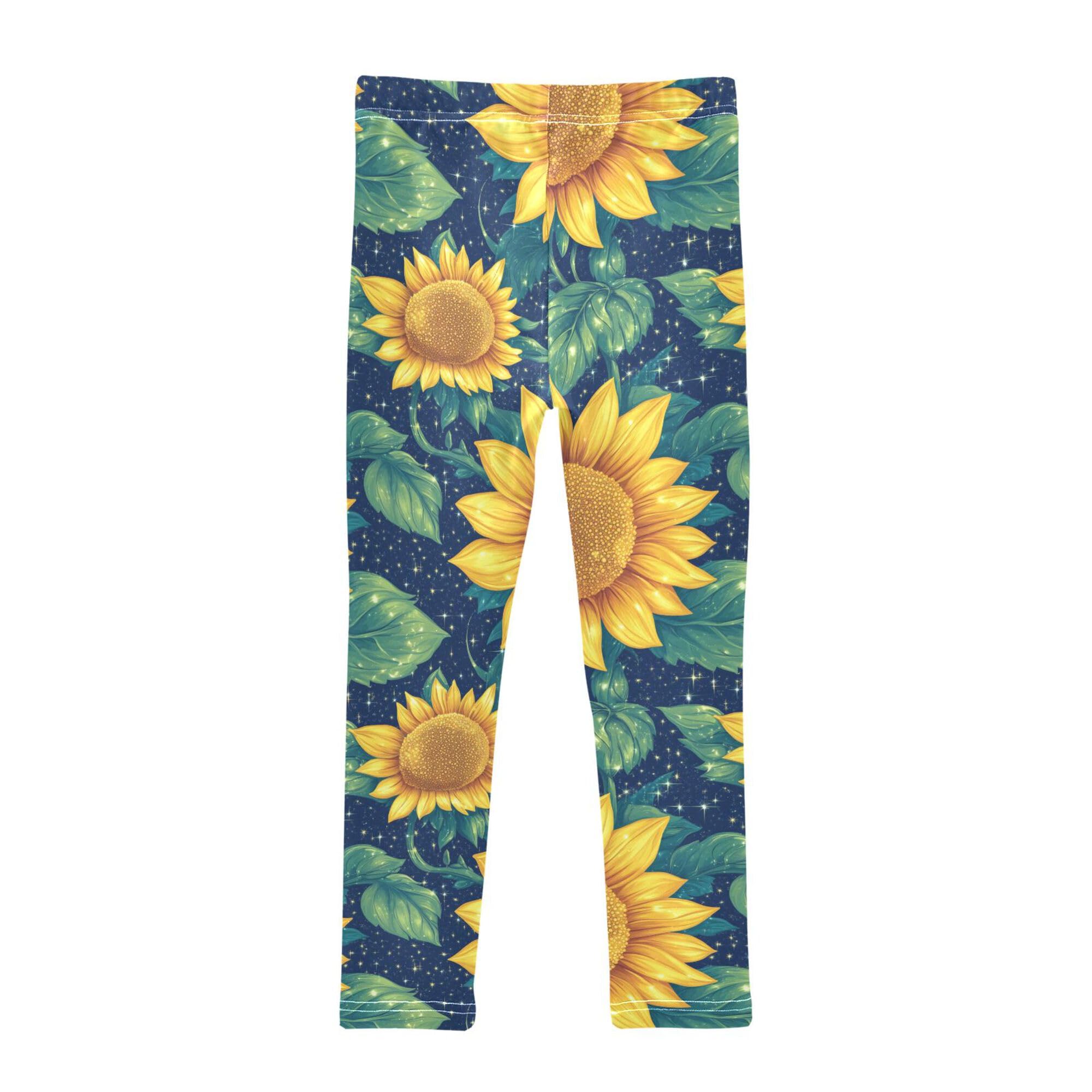 JUNZAN Parents' Day Beautiful Sunflowers Baby Girl Leg Warmers Leggings Fashion Dance Leg Warmers Fall Winter Warmer 7-8T