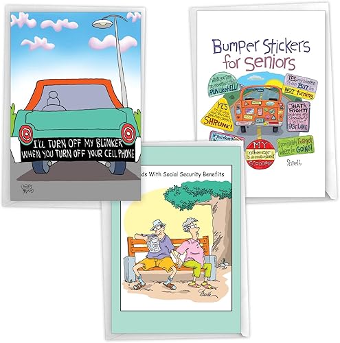 Miniatura 14 de NobleWorks Surtido de 3 divertidas tarjetas de felicitación de cumpleaños con sobres (3 diseños, 1 cada uno) Celebration Toons VC8124BDG-C1x3