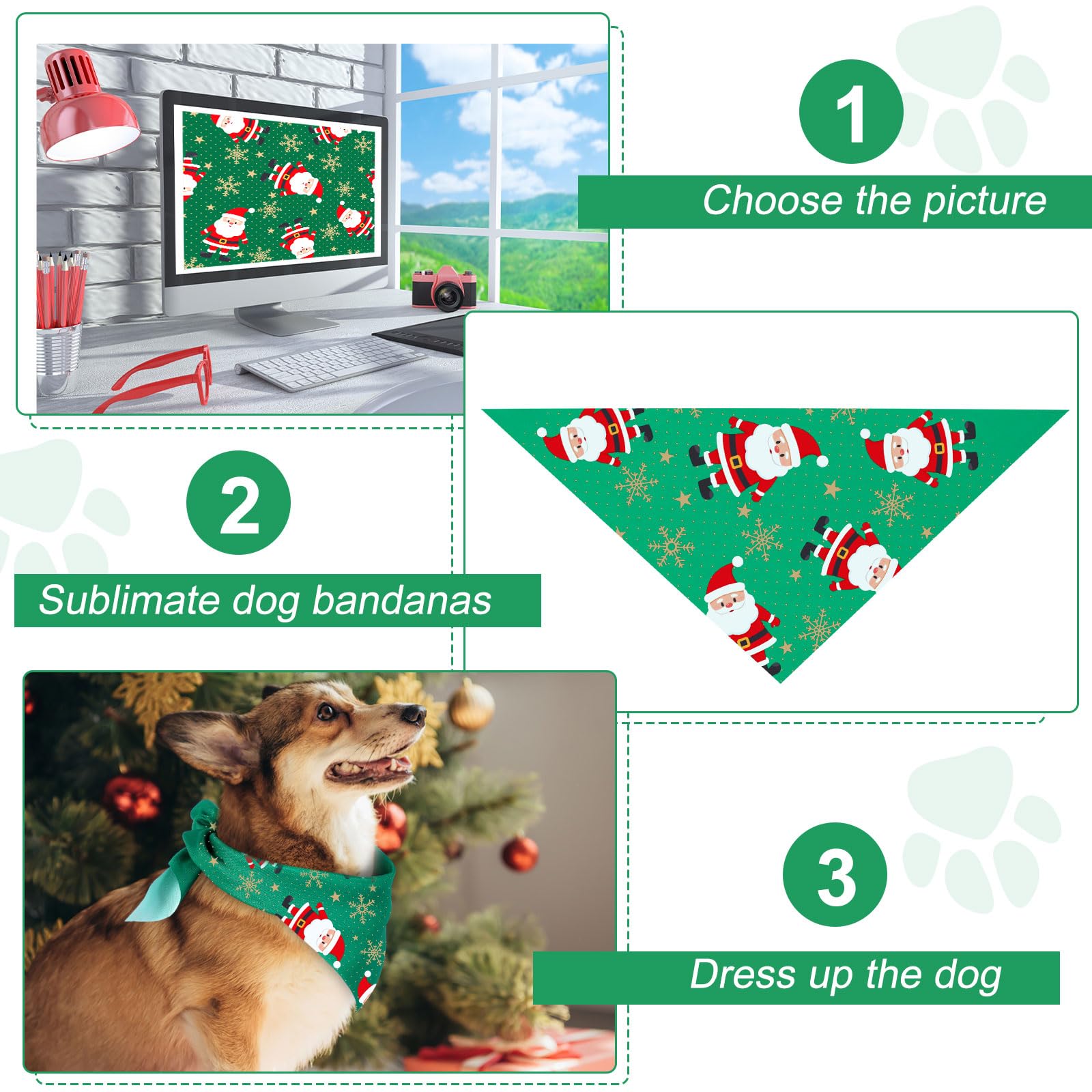 Abbylike 50 pz rosso verde bianco cane bandane Bulk Natale Plain Bandane per cani trasferimento di calore triangolo bavaglini per cani bandane fai da te per cani cuccioli gatti animali domestici